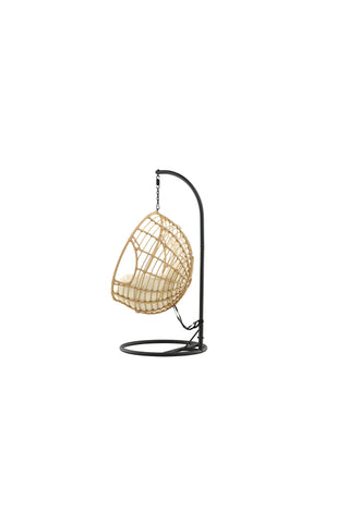 Viga - Hängstol Rund - Svart Ram / Natur Wicker / Offwhite Kudde
