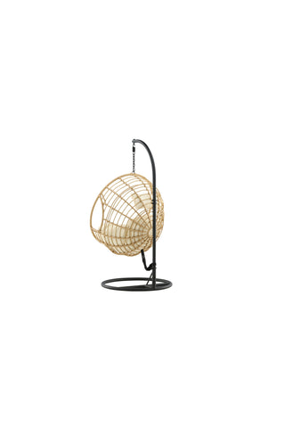 Viga - Hängstol Rund - Svart Ram / Natur Wicker / Offwhite Kudde