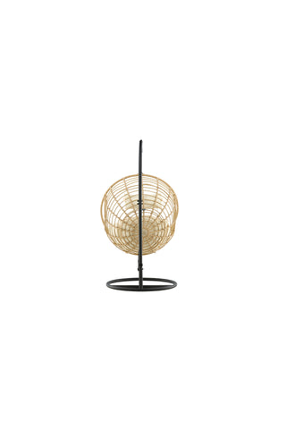Viga - Hängstol Rund - Svart Ram / Natur Wicker / Offwhite Kudde