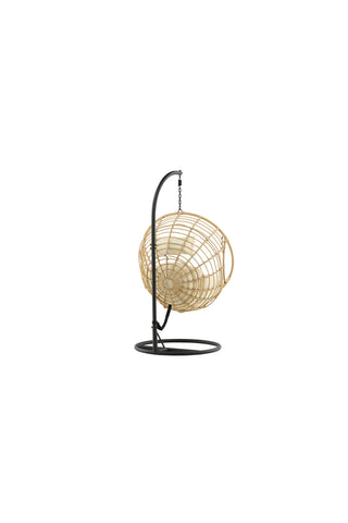 Viga - Hängstol Rund - Svart Ram / Natur Wicker / Offwhite Kudde