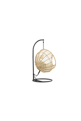 Viga - Hängstol Rund - Svart Ram / Natur Wicker / Offwhite Kudde