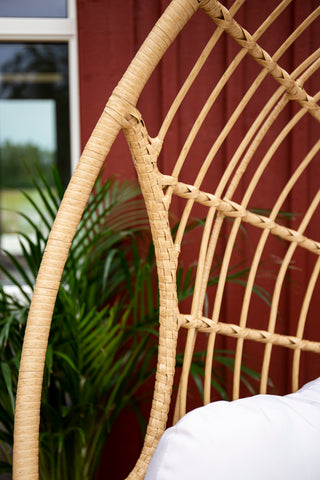 Viga - Hängstol Rund - Svart Ram / Natur Wicker / Offwhite Kudde