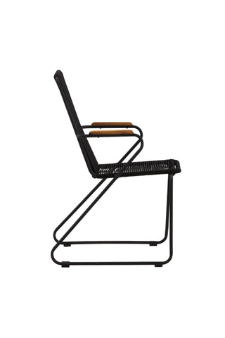 Bois Fåtölj 2-pack - Svart Alu / Svart rep / Acacia