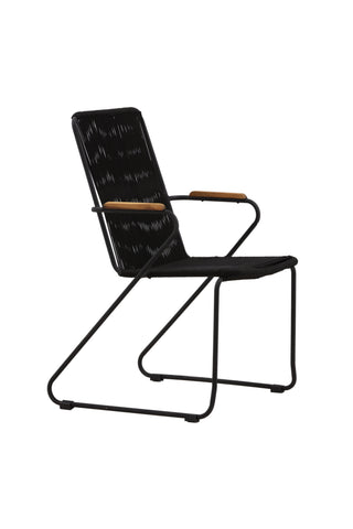 Bois Fåtölj 2-pack - Svart Alu / Svart rep / Acacia