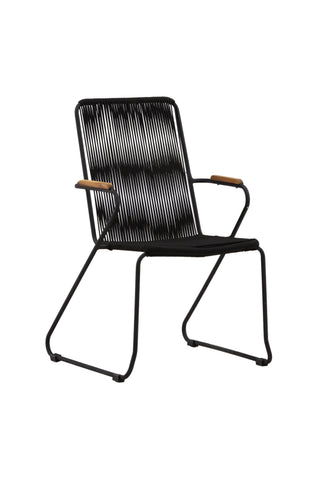 Bois Fåtölj 2-pack - Svart Alu / Svart rep / Acacia