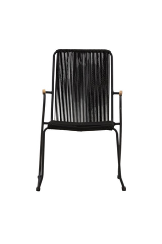 Bois Fåtölj 2-pack - Svart Alu / Svart rep / Acacia