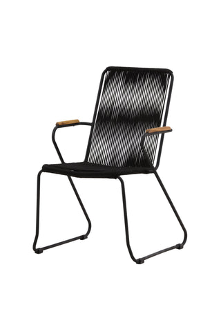 Bois Fåtölj 2-pack - Svart Alu / Svart rep / Acacia