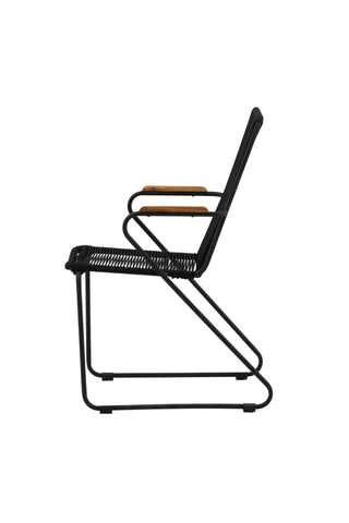 Bois Fåtölj 2-pack - Svart Alu / Svart rep / Acacia