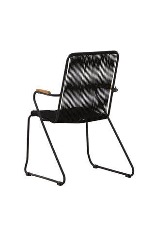 Bois Fåtölj 2-pack - Svart Alu / Svart rep / Acacia