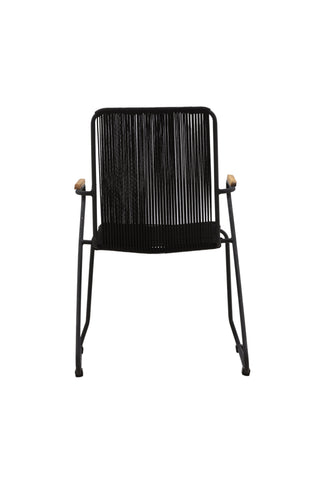 Bois Fåtölj 2-pack - Svart Alu / Svart rep / Acacia