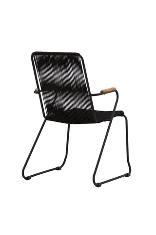 Bois Fåtölj 2-pack - Svart Alu / Svart rep / Acacia