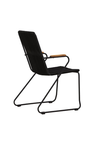 Bois Fåtölj 2-pack - Svart Alu / Svart rep / Acacia