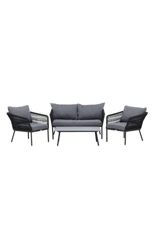 Venture Home Lindos Soffset - Svart Alu / Svart rep / Gråa kuddar