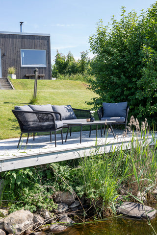 Venture Home Lindos Soffset - Svart Alu / Svart rep / Gråa kuddar