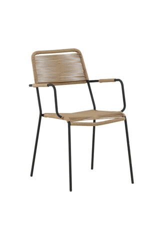 Lindos - Fåtölj 2-pack - Svart Alu / Latte rep