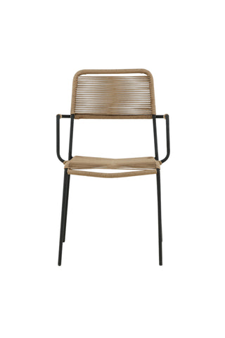 Lindos - Fåtölj 2-pack - Svart Alu / Latte rep