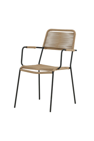 Lindos - Fåtölj 2-pack - Svart Alu / Latte rep