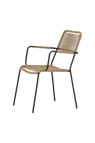 Lindos - Fåtölj 2-pack - Svart Alu / Latte rep