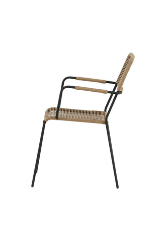 Lindos - Fåtölj 2-pack - Svart Alu / Latte rep