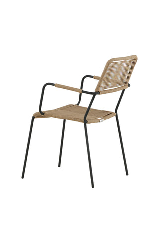 Lindos - Fåtölj 2-pack - Svart Alu / Latte rep