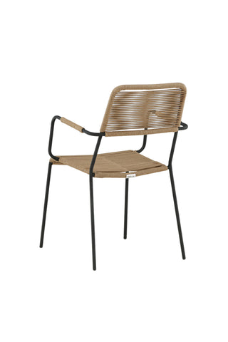 Lindos - Fåtölj 2-pack - Svart Alu / Latte rep
