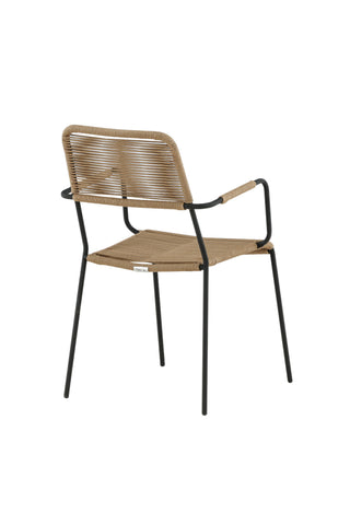 Lindos - Fåtölj 2-pack - Svart Alu / Latte rep