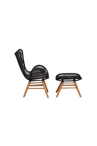 Tingeling Lounge Chair inkl. Pall - Svart rep / Acacia