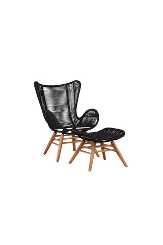 Tingeling Lounge Chair inkl. Pall - Svart rep / Acacia