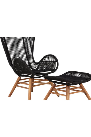 Tingeling Lounge Chair inkl. Pall - Svart rep / Acacia
