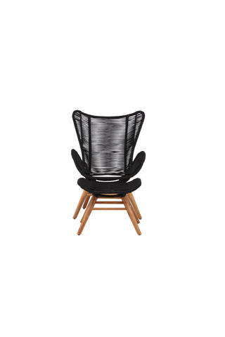 Tingeling Lounge Chair inkl. Pall - Svart rep / Acacia