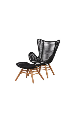Tingeling Lounge Chair inkl. Pall - Svart rep / Acacia