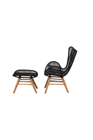 Tingeling Lounge Chair inkl. Pall - Svart rep / Acacia