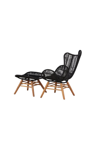 Tingeling Lounge Chair inkl. Pall - Svart rep / Acacia