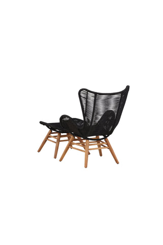 Tingeling Lounge Chair inkl. Pall - Svart rep / Acacia