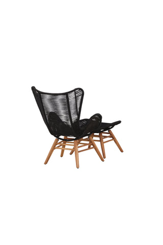 Tingeling Lounge Chair inkl. Pall - Svart rep / Acacia