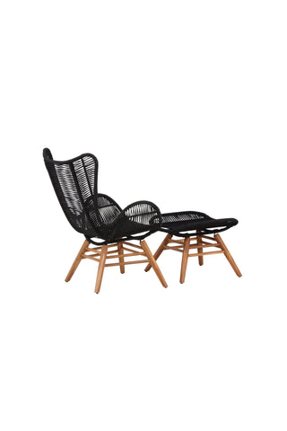 Tingeling Lounge Chair inkl. Pall - Svart rep / Acacia