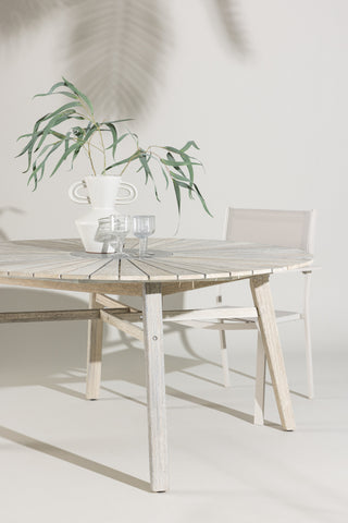 Venture Home Rives - Bord ø 150 - Antik Vit Acacia / Gråsten