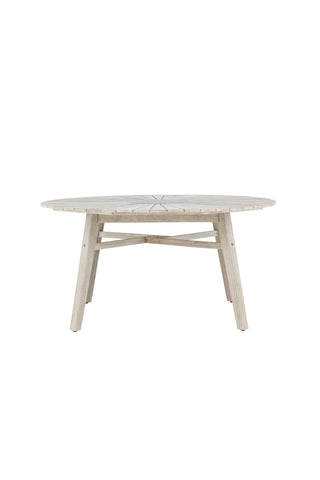 Venture Home Rives - Bord ø 150 - Antik Vit Acacia / Gråsten
