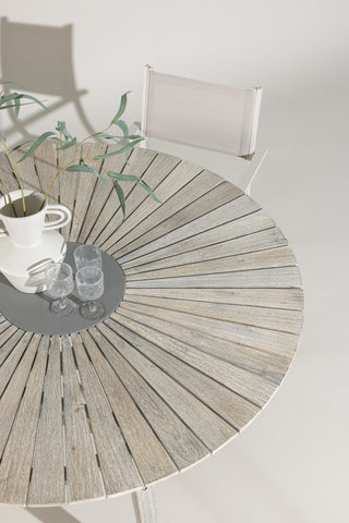 Venture Home Rives - Bord ø 150 - Antik Vit Acacia / Gråsten