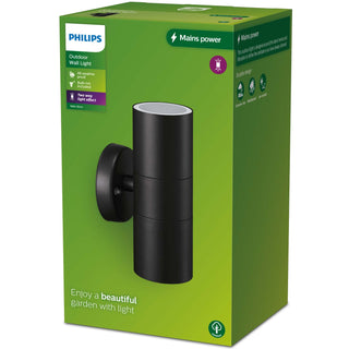 Philips Kylis Väggarmatur Downlight (GU10-sockel) IP44 Rostfritt stål Svart