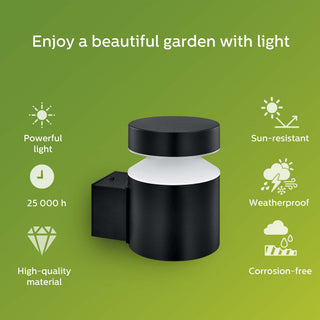 Philips Laven LED-vägglampa Upp Rostfritt stål Svart IP44 Varmit 6W 600lm