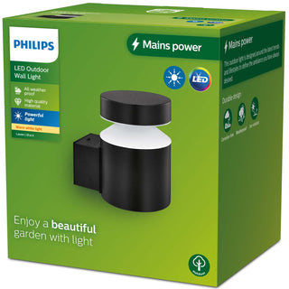 Philips Laven LED-vägglampa Upp Rostfritt stål Svart IP44 Varmit 6W 600lm