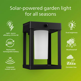 Philips Camill Vägglampa Solcell Ultra Efficient LED 25lm/250lm Svart