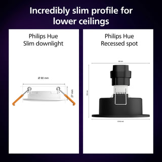Philips Hue Slim Downlight S 90mm White and Color Ambiance Vit 3-pack
