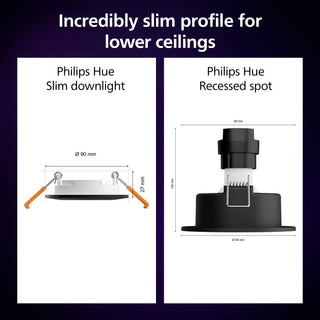 Philips Hue Slim Downlight S 90mm White and Color Ambiance Svart 3-pack