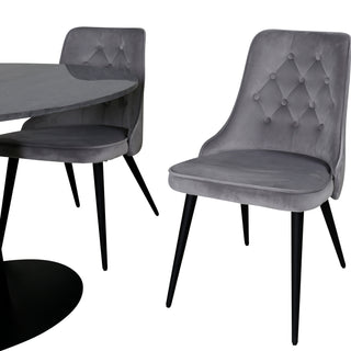 Venture Home Estelle runt Matbord - Svart / Svart marmor - ø106*H75+Velvet Deluxe Dining Chai