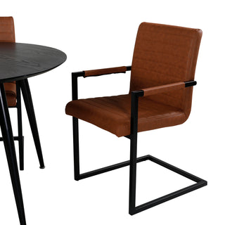 Venture Home Dipp Matbord - 115cm - Svart faner / Helsvarta ben + Art Fåtölj - Brun / Svart_4