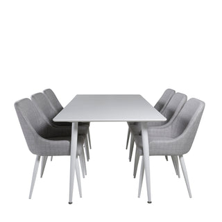 Venture Home Polar Matbord 180 cm - Vit skiva / White Legs+Plaza Matstol - Vit l