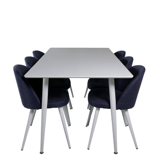 Venture Home Polar Matbord 180 cm - Vit skiva / Vita Ben+Velvet Dining Chiar - Vit