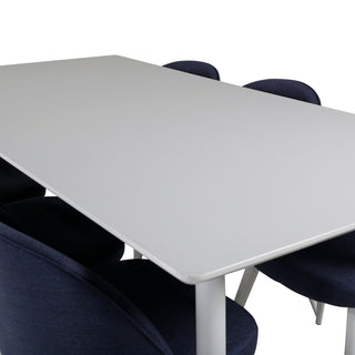 Venture Home Polar Matbord 180 cm - Vit skiva / Vita Ben+Velvet Dining Chiar - Vit